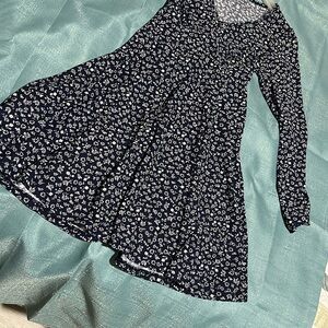 As U Wish Navy Floral Long Sleeve Dress